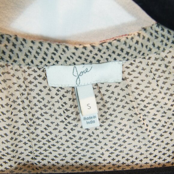 Joie | 100 % Silk Boho Peasant Dress Beige Black Embroidered | Size S - Picture 7 of 8